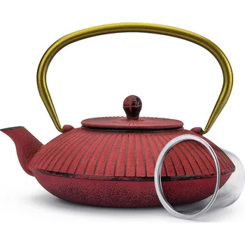 Konvice na čaj Litinová konvice na čaj se sítkem AMELIA PROUŽKY ČERNÁ 1,1 l