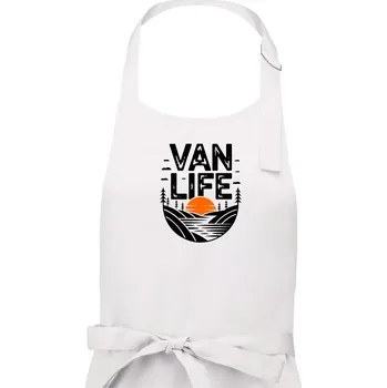 Kuchyňská zástěra Van life a Západ slunce - Dámská zástěra na vaření - Univerzální velikost ( Bílá )