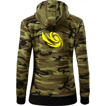 Dámská mikina Vortex logo samostatné - žluté - Dámská mikina trendy zipper s kapucí - L ( Zelený maskáč )