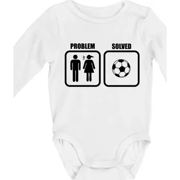 Problém fotbal - Body kojenecké s dlouhým rukávem - Dlouhý r. 6-12 měs ( Bílá )
