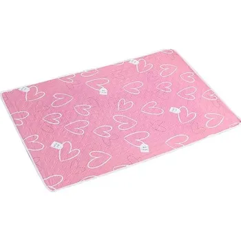 Přebalovací podložka Přebalovací podložka 80x120 cm 4vrstvá vodotěsná pratelná ekologická bavlna Růžová se srdíčky Noční ochrana Péče o dítě Plenky Matrace