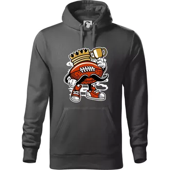 Pánská mikina Americanos fotbal král - Mikina pánská Cape s kapucí - 5XL ( Ocelově šedá )