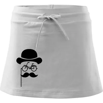 Dámská sukně Mustache kolo - Sportovní sukně - two in one - XL ( Bílá )
