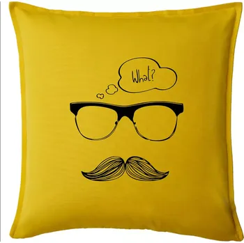 Polštář Mustache what? - Polštář 50x50 - 50x50 - Pouze potah ( Žlutá )
