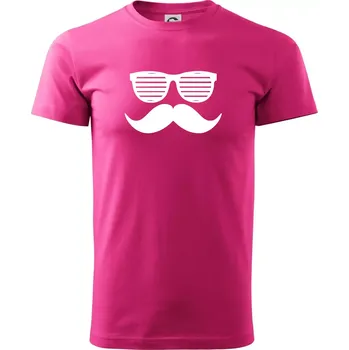 Pánská móda Mustache brýle - Klasické pánské triko vyšší gramáže - L ( Purpurová )