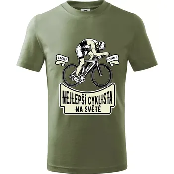 Chlapecké oblečení Nejlepší cyklista na světě - Tričko dětské bavlněné - 134 cm/8 let ( Khaki )