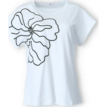 Triko potisk KVĚT kr. rukáv M6394 barva: bílá, velikost: S/M