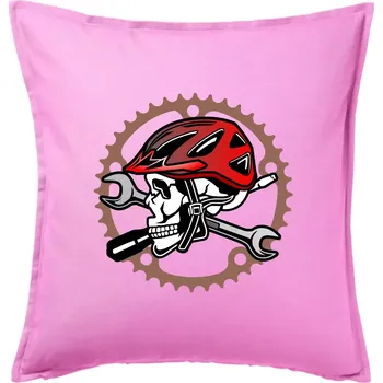 Polštář Lebka biker opravář - Polštář 50x50 - 50x50 - Pouze potah ( Růžová )