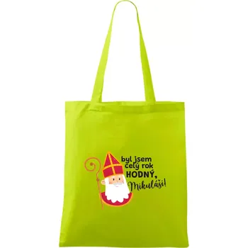 Byl jsem celý rok hodný, Mikuláši! - Taška bavlněná - 42 x 38 cm ( Limetková )