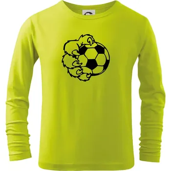 Chlapecké tričko Medvědí tlapa fotbal - Triko dětské Long Sleeve - 122 cm/6 let ( Limetková )