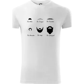 Pánské tričko Types of men - Mustache - knírek - Viper FIT - Pánské zůžené tričko - XL ( Bílá )