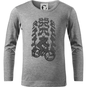 Chlapecké tričko Pneumatika MTB - Triko dětské Long Sleeve - 158 cm/12 let ( Tmavě šedý melír )