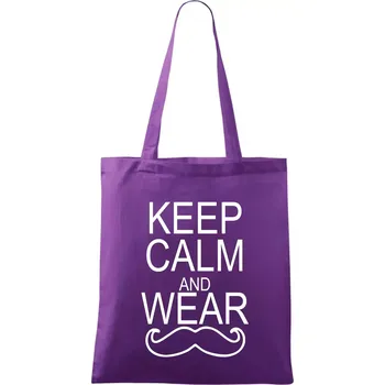 Keep calm and wear mustache - Taška bavlněná - 42 x 38 cm ( Fialová )