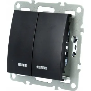 vypínač Dvojitý vypínač Klasik, Podomítkový Adelid černý QR-B-W2-P