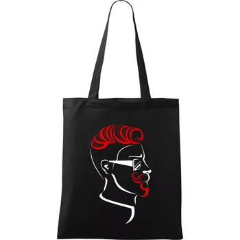Nákupní taška Borec s upraveným vousem - Taška bavlněná - 42 x 38 cm ( Černá )