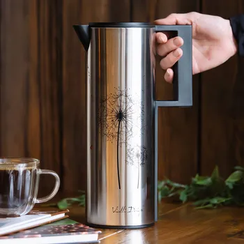 Termoska VIALLI DESIGN Corto 1 l stříbrná - konferenční termoska na kávu a čaj se skleněnou vložkou