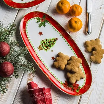 Porcelánový talíř MERRY CHRISTMAS 18 x 40,5 cm