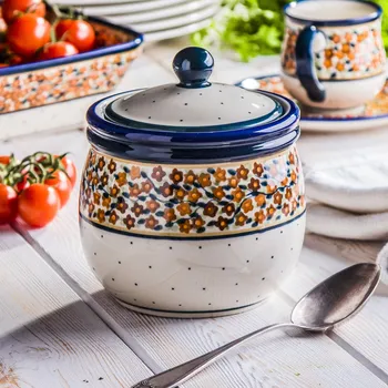 Dóza na potraviny Nádoba na jídlo Keramika Bolesławiec 1,2 l - dek. DU52 (druhý druh)