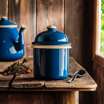 Dóza na potraviny Plechovka / nádoba na sypké výrobky smaltovaná OLKUSKIE WYROBY EMALIOWANE 0,35 l