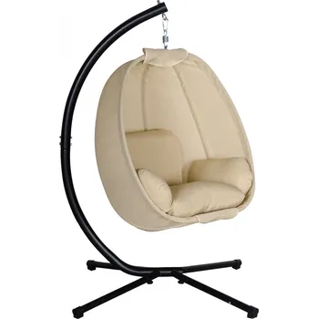 Křeslo Závěsné křeslo ve tvaru vajíčka, 125 x 95 x 170 cm | khaki