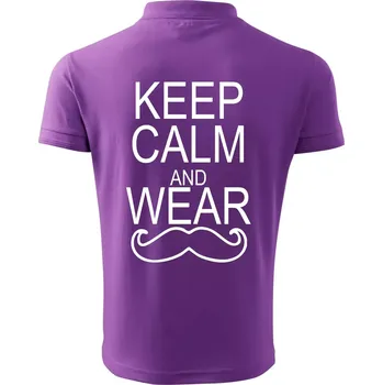 Pánská košile Keep calm and wear mustache - Polokošile pánská Pique Polo 203 - 5XL ( Fialová )