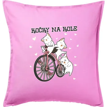 Polštář Kočky na kole - Polštář 50x50 - 50x50 - Pouze potah ( Růžová )