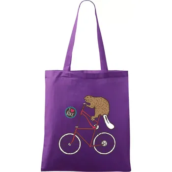 Bobr na kole - Taška bavlněná - 42 x 38 cm ( Fialová )