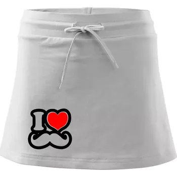 Dámská sukně i love mustache - obrys - Sportovní sukně - two in one - L ( Bílá )