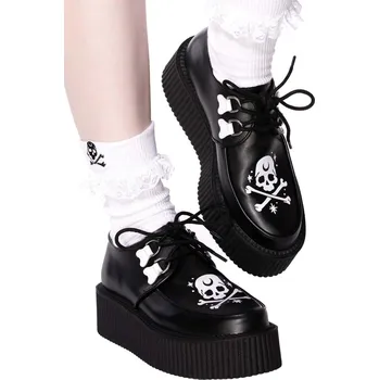 Dámské lodičky boty s klínem - Crossbones - KILLSTAR - KSRA002835