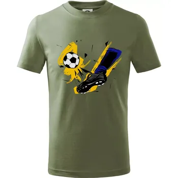 Kopačka s míčem - Tričko dětské bavlněné - 104-110cm / 3-4 roky ( Khaki )