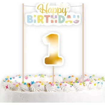 Party dekorace Amscan 1. narozeniny Rainbow - Dekorace na dort