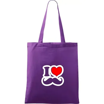 i love mustache - obrys - Taška bavlněná - 42 x 38 cm ( Fialová )