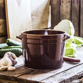 Kameninový sud na kysané zelí a okurky s víkem KRYSTYNKA SPIŻŻARNIA BRONZE 2,5 l