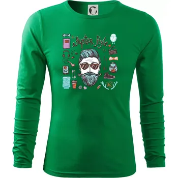 Pánská móda Hipster style - Triko s dlouhým rukávem FIT-T long sleeve - S ( Středně zelená )