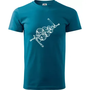 Pánské tričko Cyklo rozkres převody - Klasické pánské triko vyšší gramáže - S ( Petrolejová )