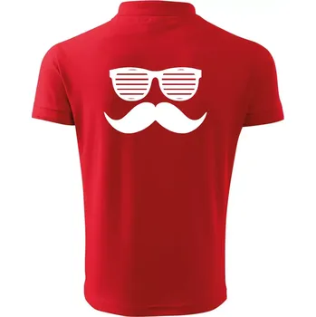 Pánská košile Mustache brýle - Polokošile pánská Pique Polo 203 - 2XL ( Červená )