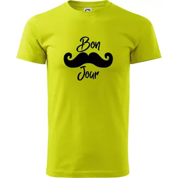 Pánské tričko Mustache Bon Jour - Klasické pánské triko vyšší gramáže - 2XL ( Limetková )