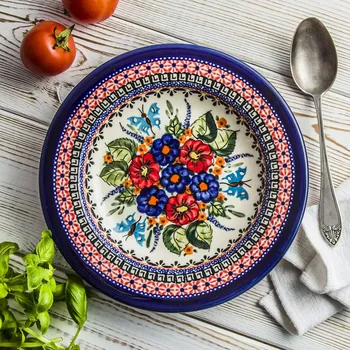 Stolování Bolesławiec hluboký jídelní talíř 24 cm - dek. 149 ART.