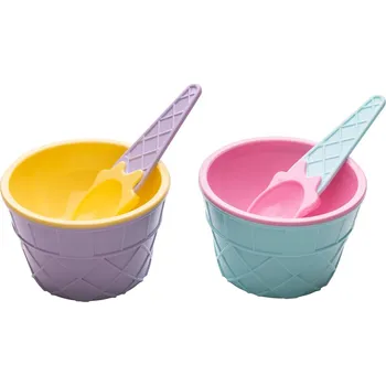 Sklenice Zmrzlinové a dezertní poháry se lžičkami 2 ks.