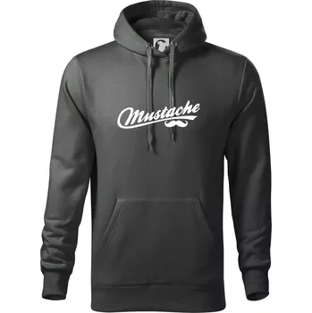 Pánská mikina Mustache - nápis - Mikina pánská Cape s kapucí - 5XL ( Tmavá břidlice (šedá se zeleným nádechem) )