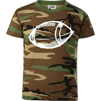 Americký fotbal míč skica - Dětské maskáčové triko - 122 cm/6 let ( Hnědý maskáč )