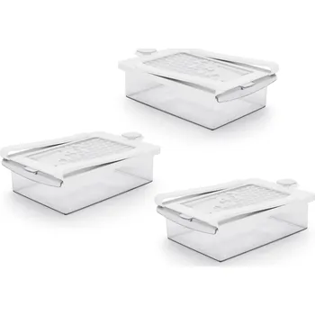 Úložný box Organizéry / Plastové závěsné nádoby do chladničky s víkem BRANQ SLIDE BOX 0,5 l 3 ks.