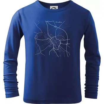 Chlapecké tričko Černobílá mapa Chrudim - Triko dětské Long Sleeve - 122 cm/6 let ( Královská modrá )