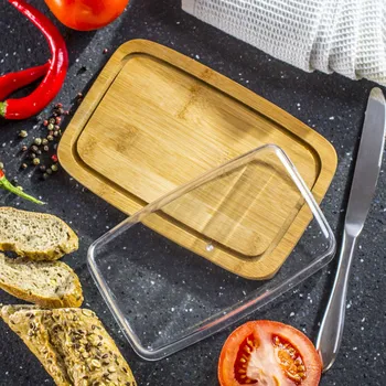 Kuchyňské prkénko Dřevěné prkénko na sýr a svačinu se skleněným krytem WIKTORIA 19 x 12,5 cm