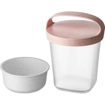 Svačinový box KOZIOL Buddy Organic 0,5 l růžový - dvoukomorový plastový lunch box