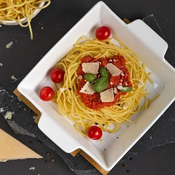 FLORINA Modeno Quadrat 26 x 21,5 cm bílá - keramická zapékací miska s podložkou