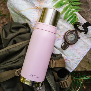 Termoska VIALLI DESIGN Fuori 1 l světle růžová – nerezová, vakuová termoska na čaj a kávu