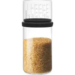 BRABANTIA Measure černá 1 l – skleněná dóza (nádoba) na potraviny s měrkou