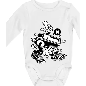 Kojenecký body Rozhodčí píšťalka - Body kojenecké s dlouhým rukávem - Dlouhý r. do 3 měs ( Bílá )