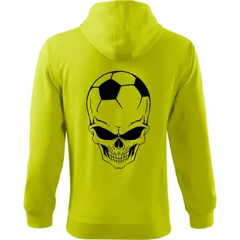 Pánská mikina Fotbal lebka míč - Mikina s kapucí na zip trendy zipper - M ( Limetková )